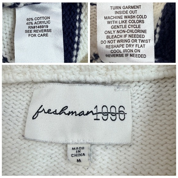 Cropped Strawberry Motif Sweater M Cream Black Striped Knit Cottagecore Coquette - Picture 4 of 8